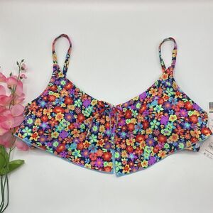 Women’s Junior's Floral Hanky Tank Top Bikini Swimsuit Bathing Suit Size L 11-13